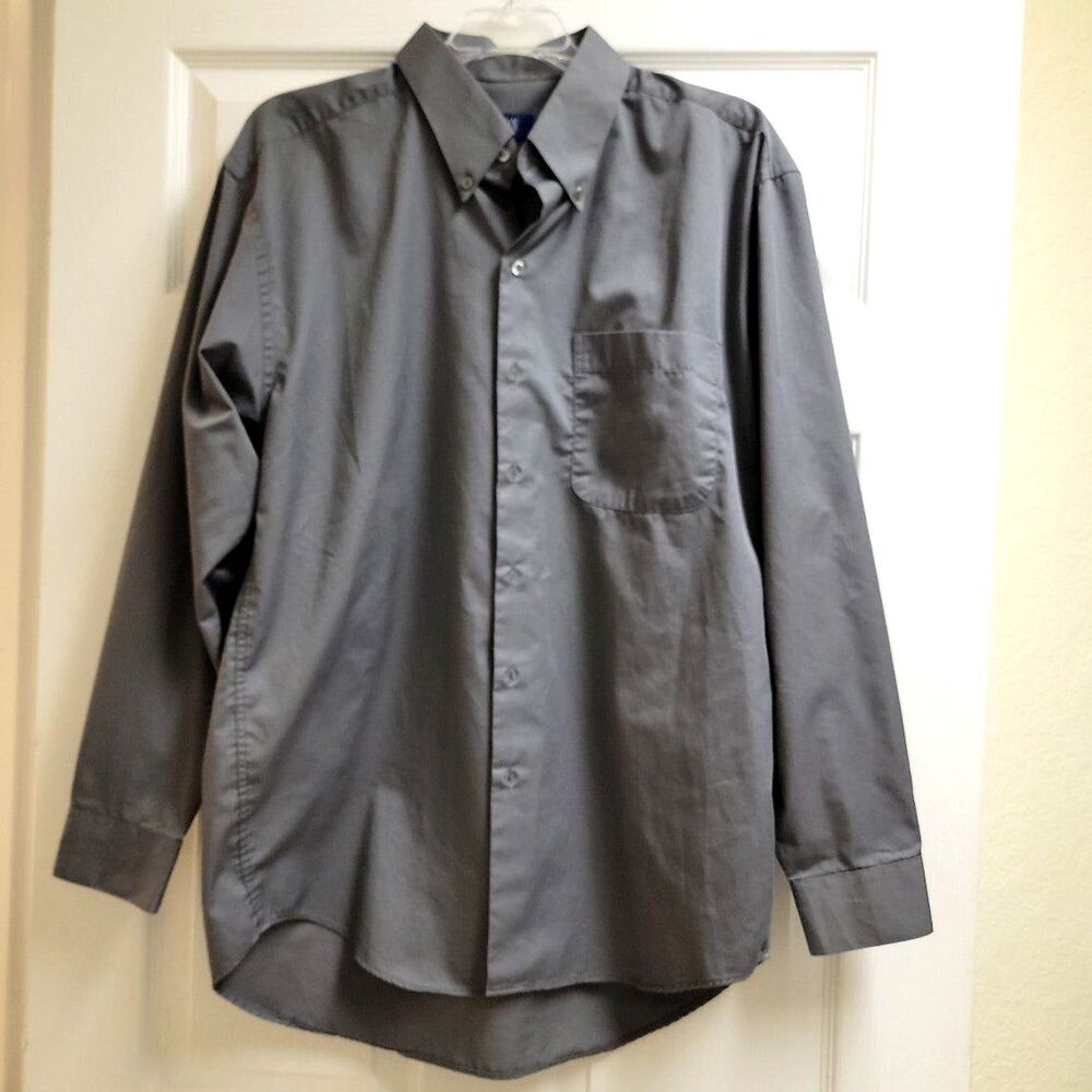 Mens Long Sleeve Gray Dress Shirt Size XL 17/34 Segovian